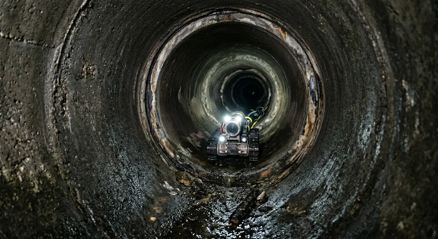 Robotic sewer camera inspecting pipe interior for Drain Snake Service in Braddock